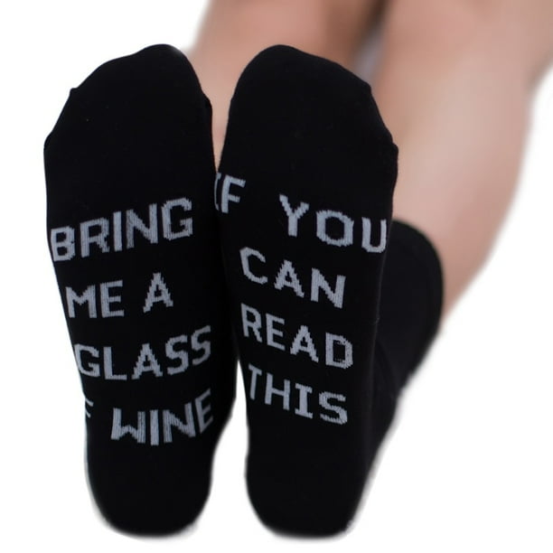 IF YOU CAN READ THIS.. BRING ME A GLASS OF WINE Unisex Socks IF YOU CAN READ THIS.. BRING ME A GLASS OF WINE Unisex Socks